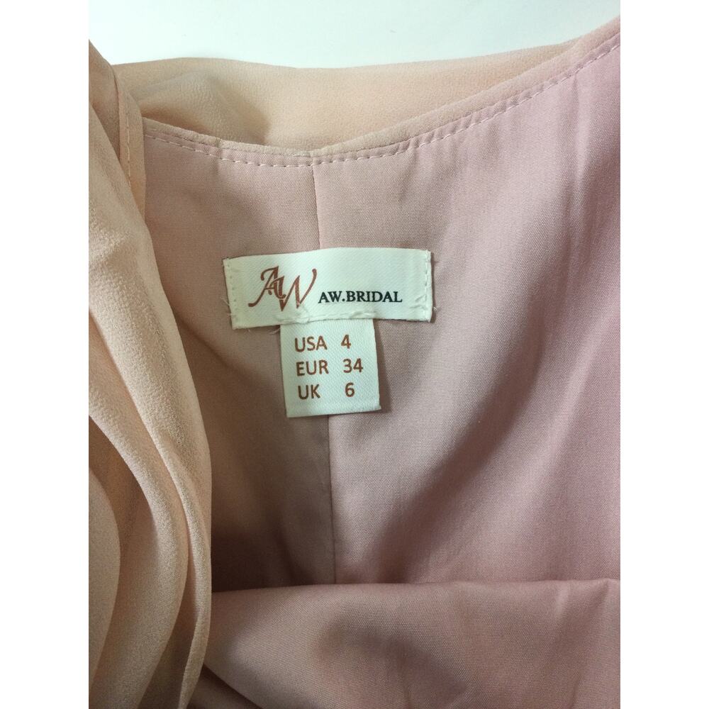 AW BRIDAL 4 S pearl pink chiffon cowl neck bridesmaid party maxi dress NEW B26 - Picture 6 of 7